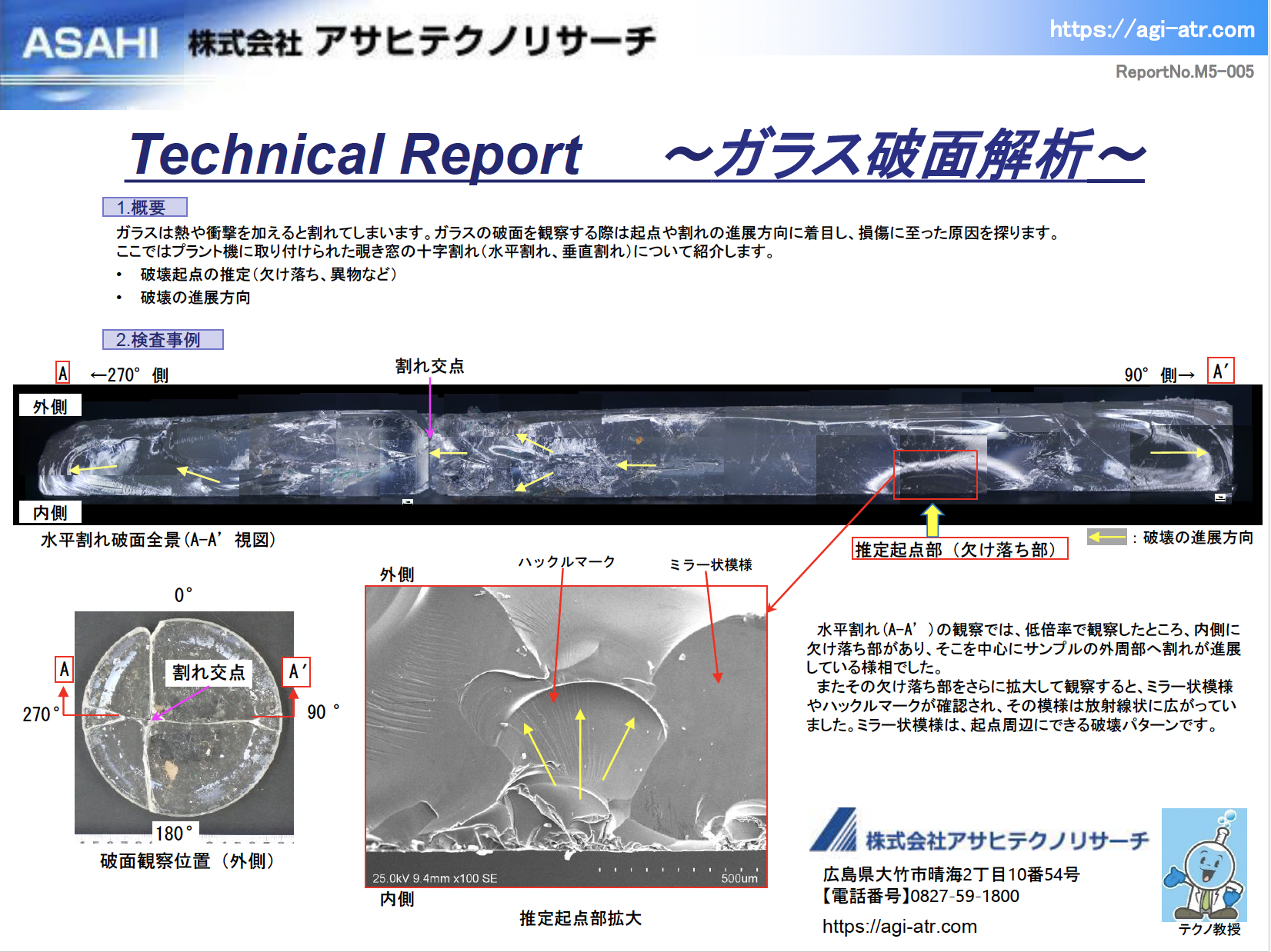 ガラス破面解析 テクニカルレポートのイメージ